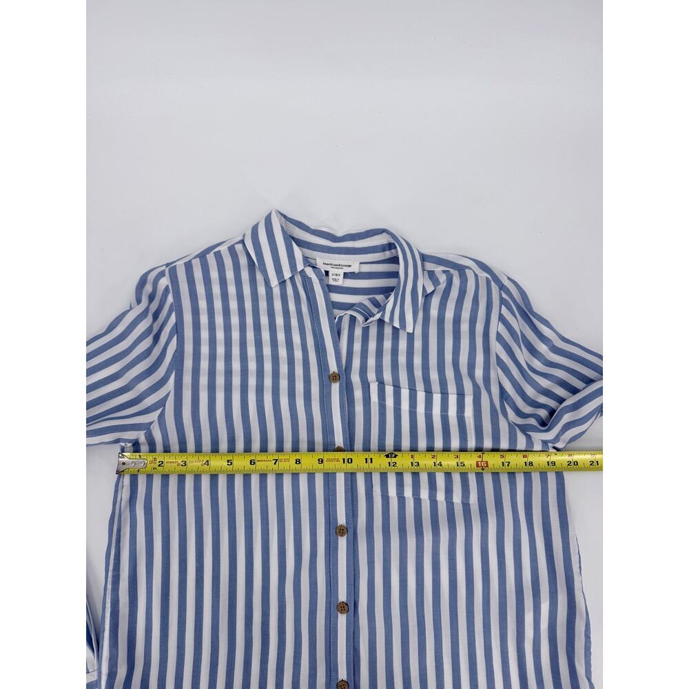 Beachlunchlounge Candace Stripe Button Up Shirt Coastal Beachy Small Blue White - Picture 8 of 8